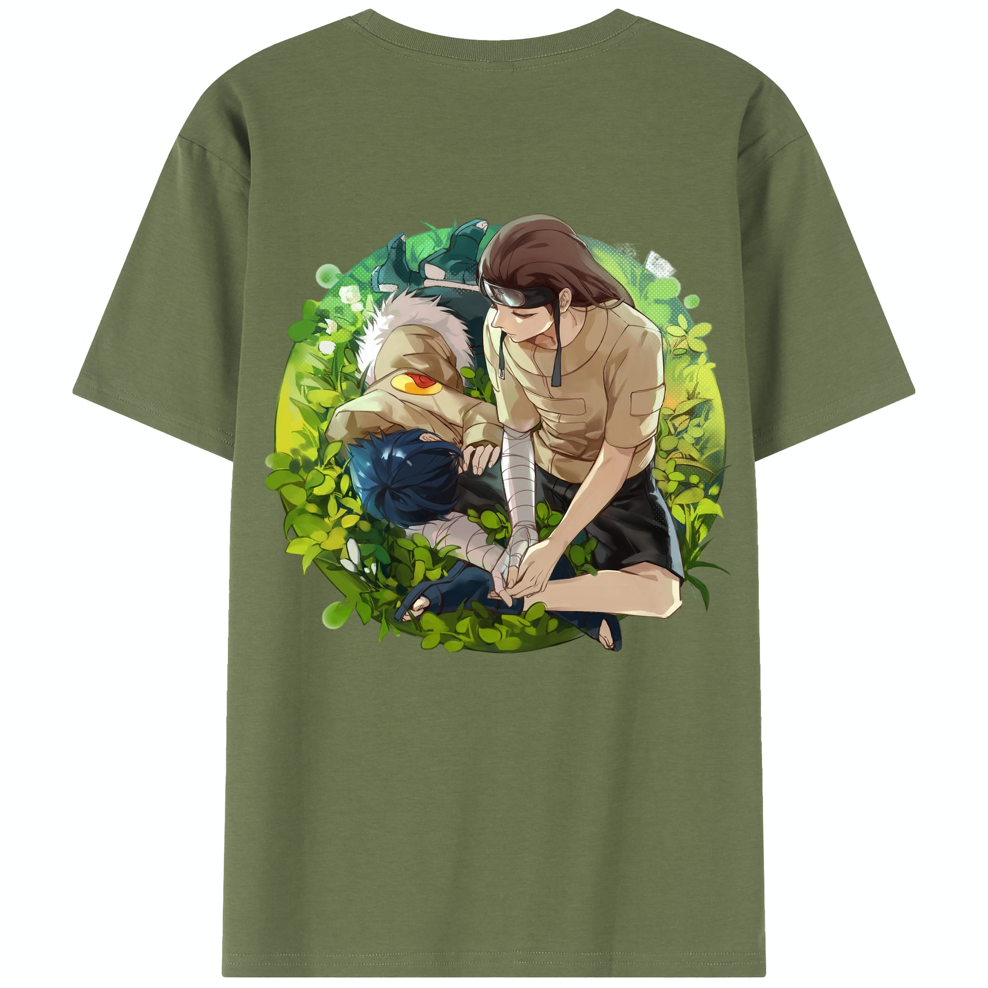 （画像用） NARUTO -ナルト- 日向ネジ Hyūga Neji 綿100％半袖Tシャツ（背面プリント）